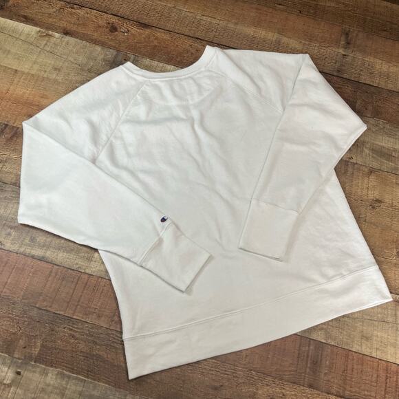 Champion | Unisex White Gray Stitched Logo Boxy Athletic Sweatshirt Sz L - Picture 4 of 4